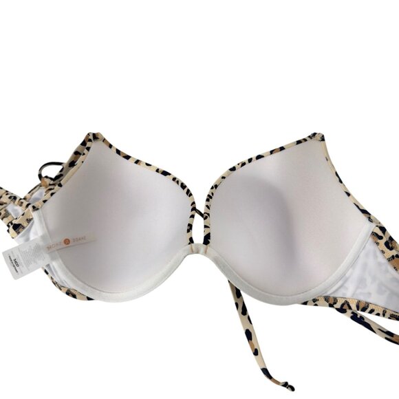 Shade & Shore Women Leopard Print Underwire Bikini Top 34DD Adjustable Strap - Picture 6 of 11